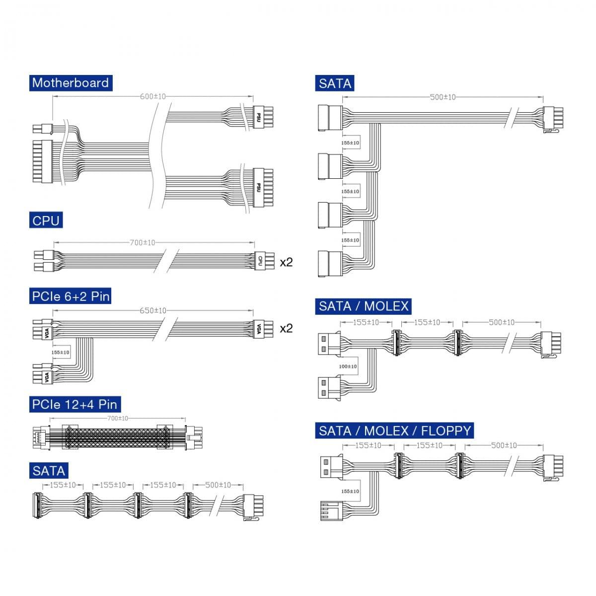 FSP FSP Hydro PTM X PRO 850W Power Supply, 80 Plus Platinum, ATX 3.0/PCIe 5, Full Modular (HPT3-850M-GEN5)