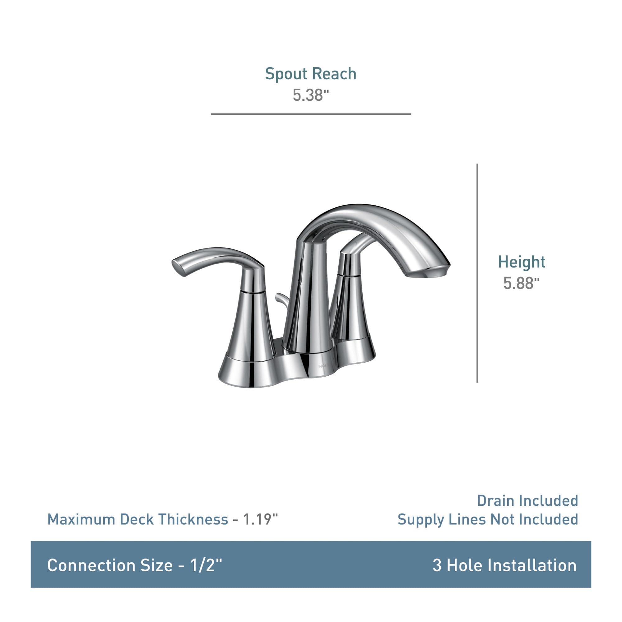 Moen Moen Glyde Chrome Two-Handle High Arc Centerset Bathroom Faucet, 6172