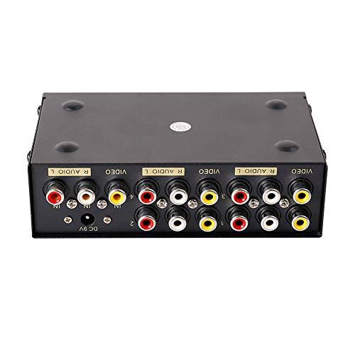 DTech DTECH Powered 4 Way 3 RCA Splitter Box 1 in 4 Out Composite Video Audio Distribution Duplicator with Power Adapter
