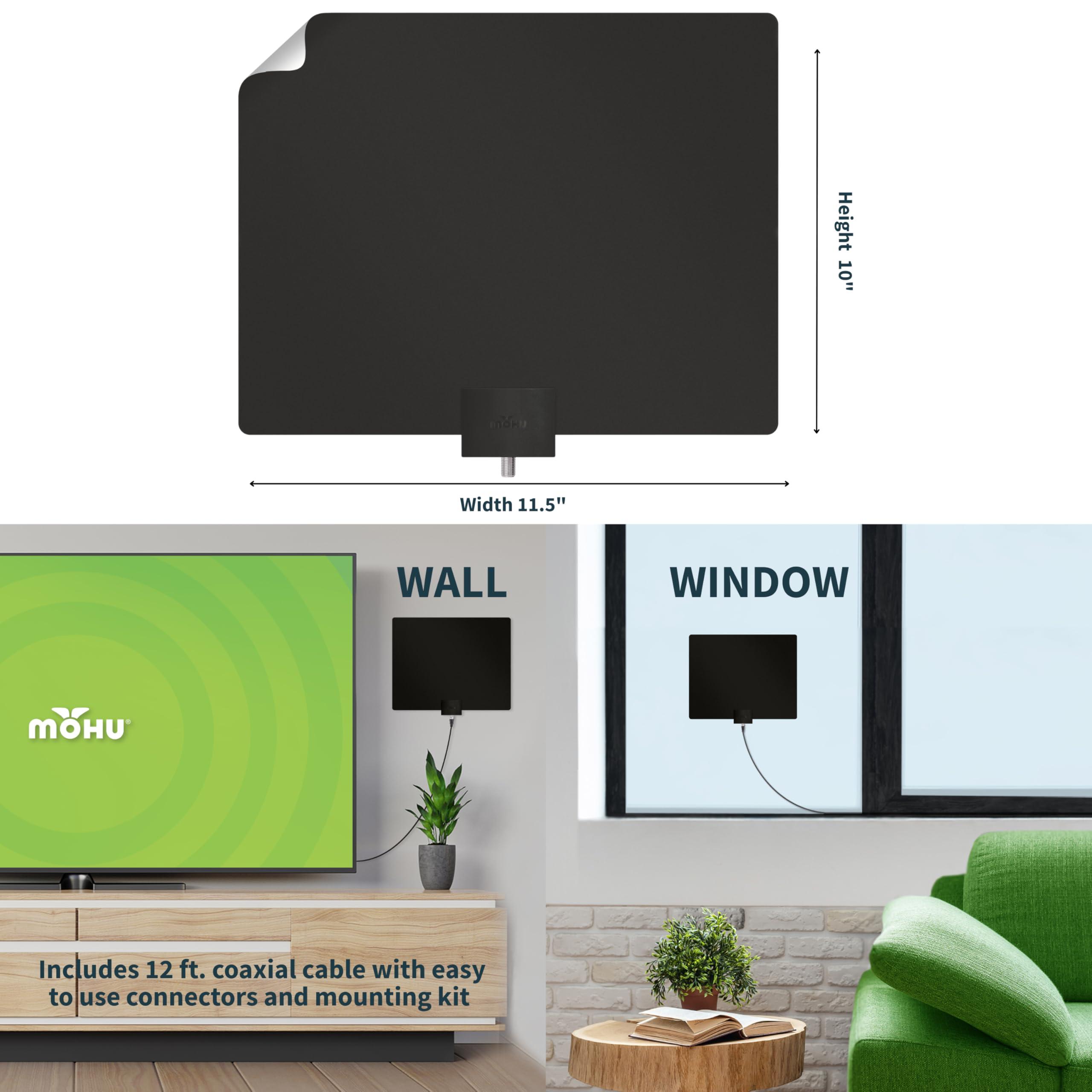 Mohu Mohu Leaf 50 Original Paper-Thin Indoor TV Antenna, UHF VHF, 60-Mile Range, Multi-Directional, 4K 8K UHD NEXTGEN TV - w/ 12 ft. Cable, Jolt Switch