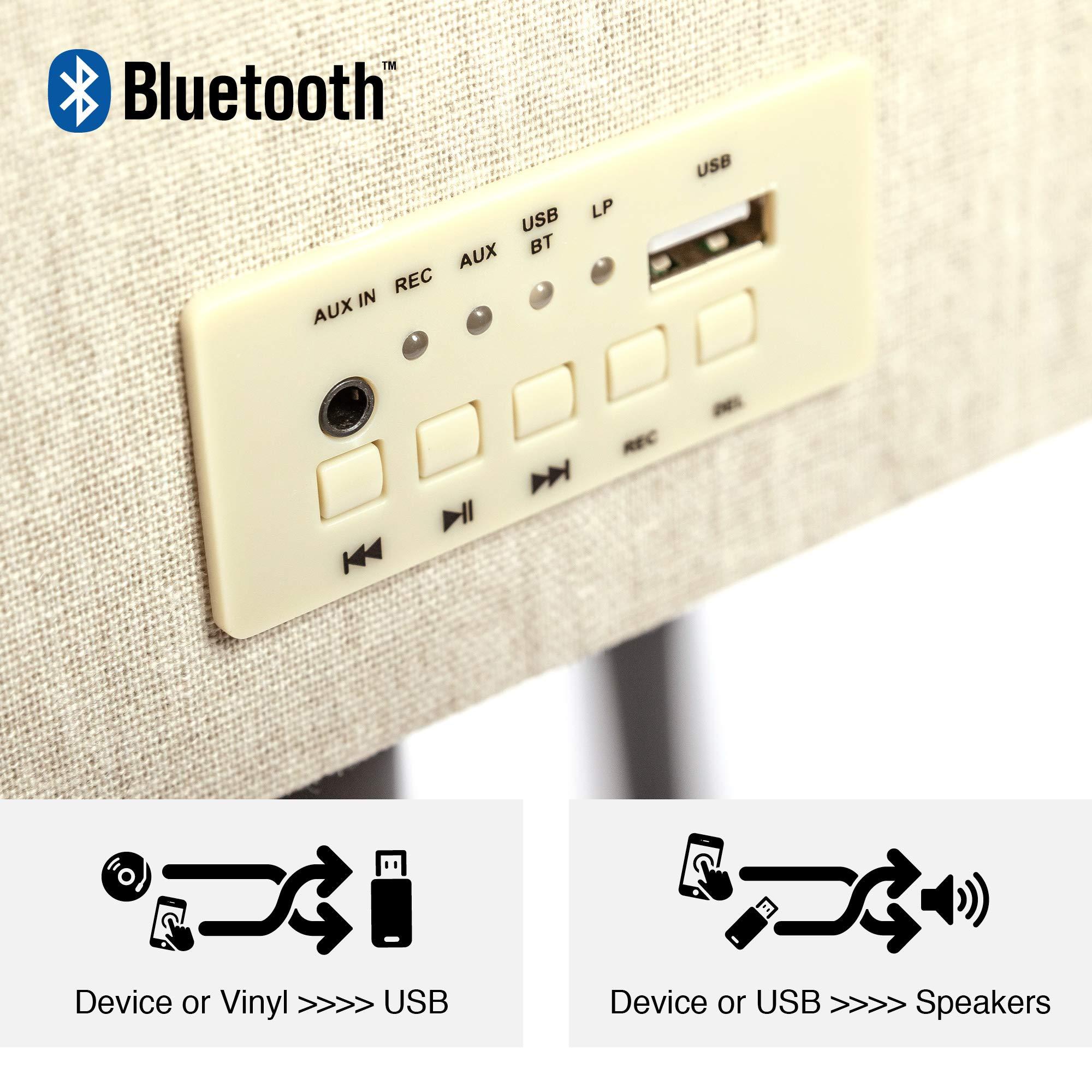 GPO GPO Bermuda Classic Turntable USB with Removable Legs (Grey Cream)