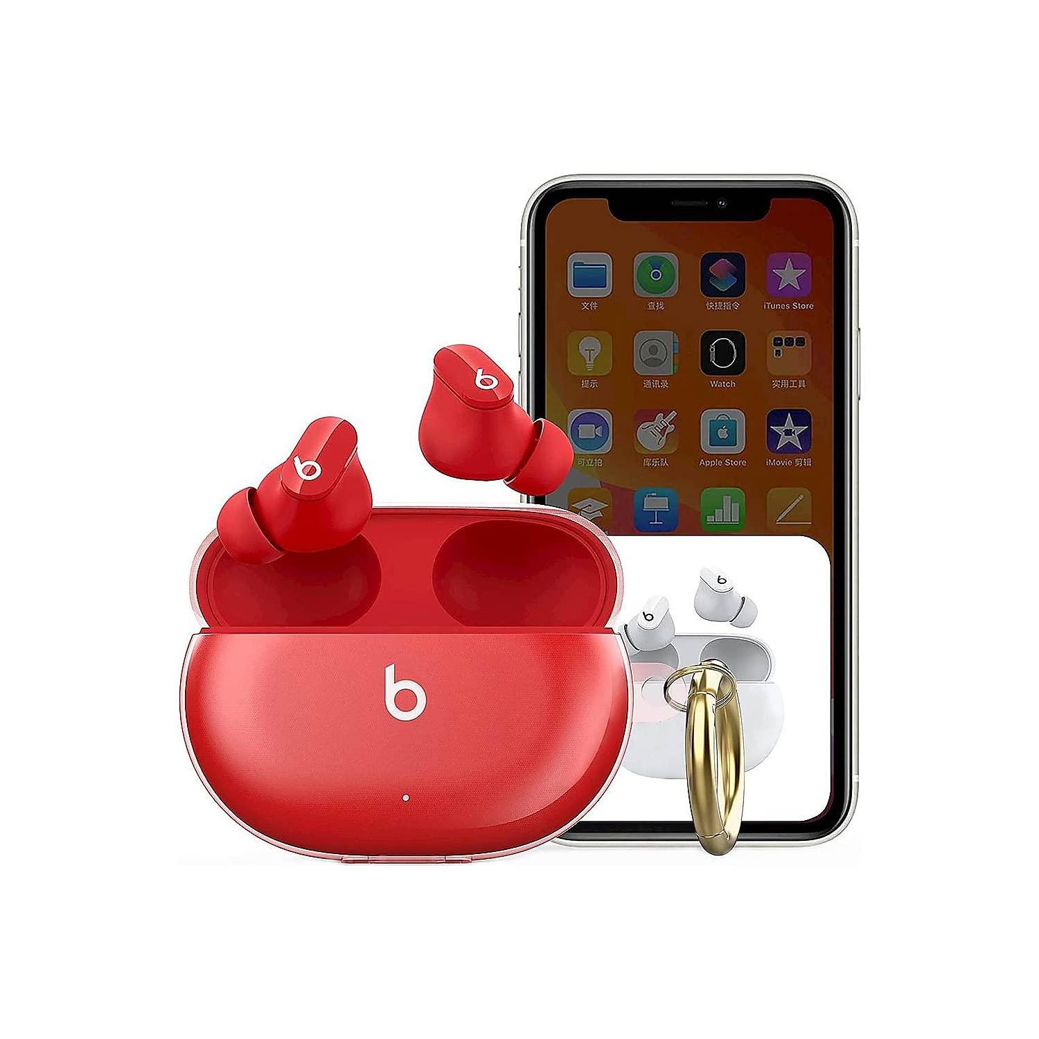 ZERODAMAGE SAHARA CASE ZeroDamage Sahara Case Hybrid Flex Case Compatible with Dr. Dre Studio Buds 2021 [Rugged] Full Body Protection Antislip Grip Slim with Keychain (Transparent Pink)