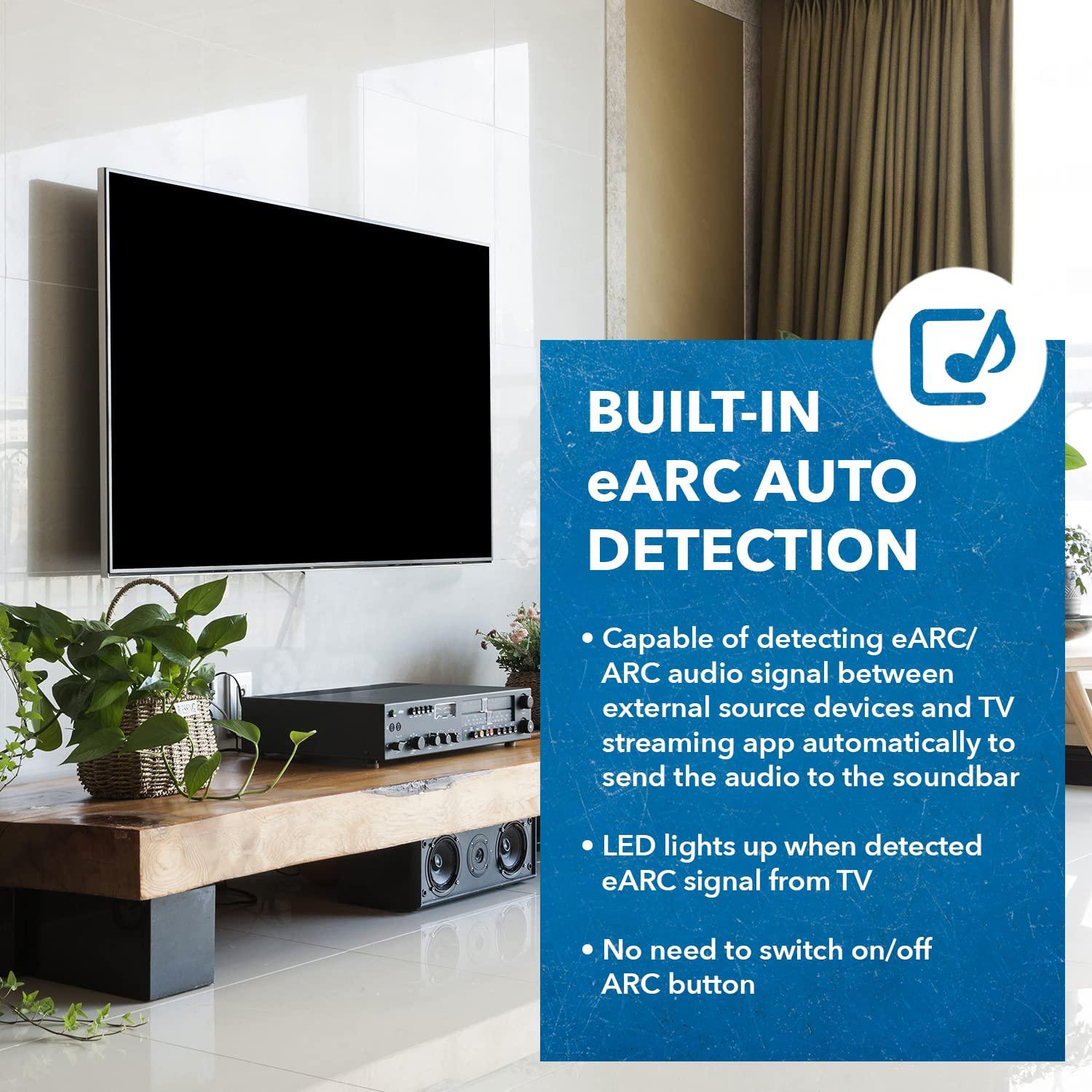 OREI OREI eARC 4K 60Hz Audio Extractor, Converter Sound bar 18G HDMI 2.0 ARC Support - HDCP 2.2 - Dolby Digital/DTS Passthrough CEC, HDR, Dolby Vision, Dolby Atmos HDR10 Support for Sonos Bose (HDA-932)