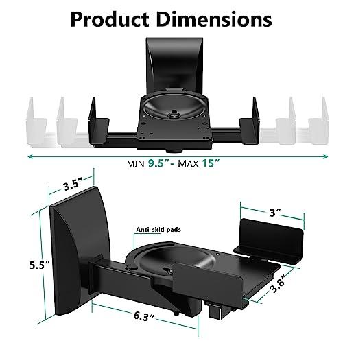 WALI WALI Speaker Wall Mounts, Dual Side Clamping Bookshelf Mounting Bracket for Large Surrounding Sound Speakers, Hold up to 55 lbs. (SWM201), 1 Pair, Black