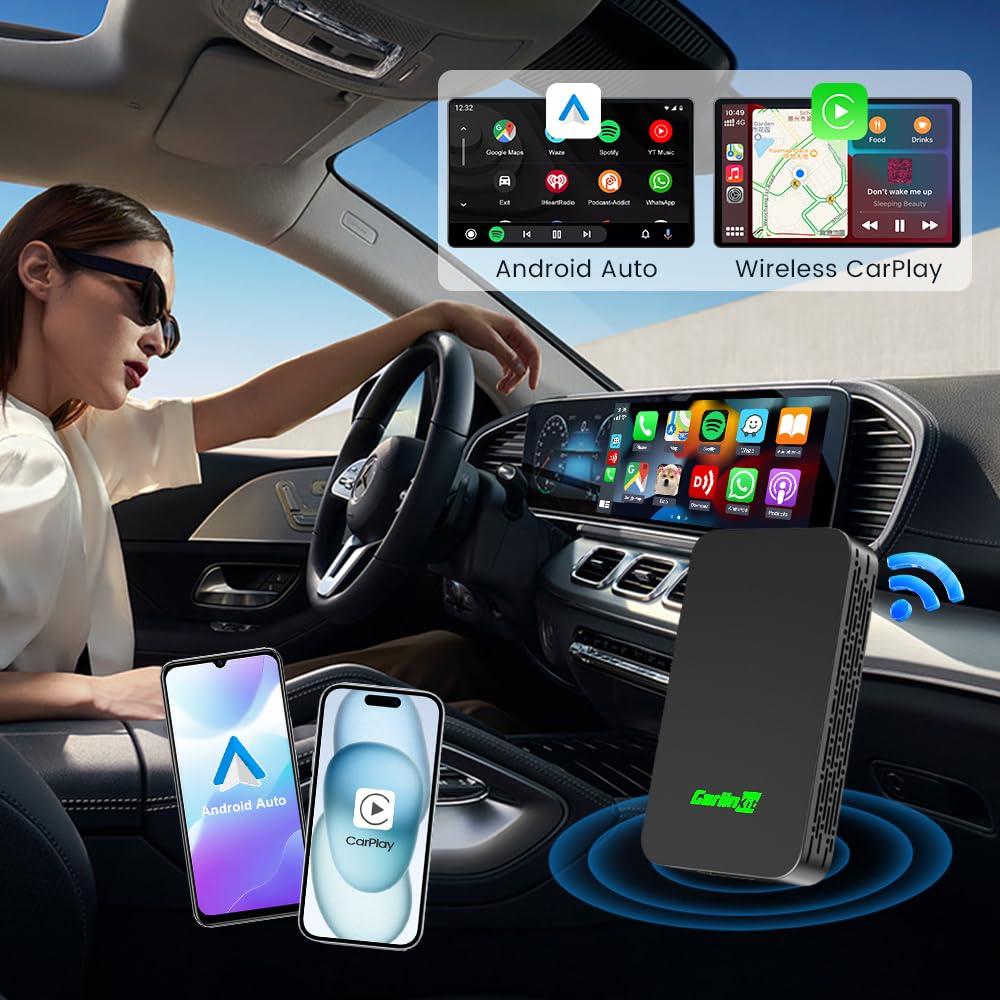 Carlinkit CarlinKit 5.0 Wireless CarPlay Adapter - Wireless Android Auto Car Adapter Adoption Chip 5G WiFi 5.8 GHZ | Stable & Fast Connection | Easy Operate | Small Size | Light Weight | Black(2air)