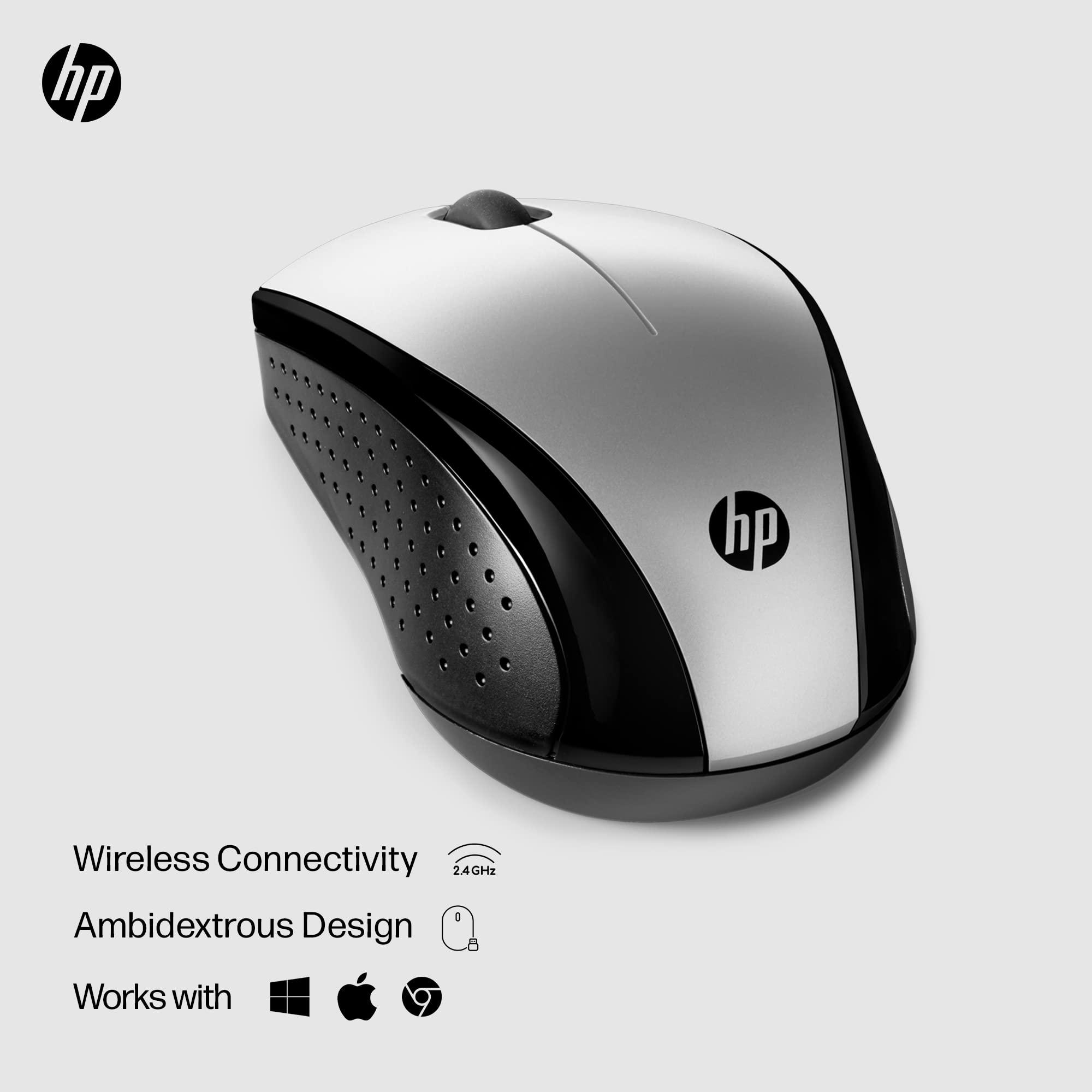 HP HP X3000 G3 Wireless Mouse Silver, up to 15-Month Battery,Scroll Wheel, Side Grips for Control, Travel-Friendly, Blue LED, Powerful 1600 DPI Optical Sensor, Win XP,8, 11 Compatible (683N9AA#ABL)