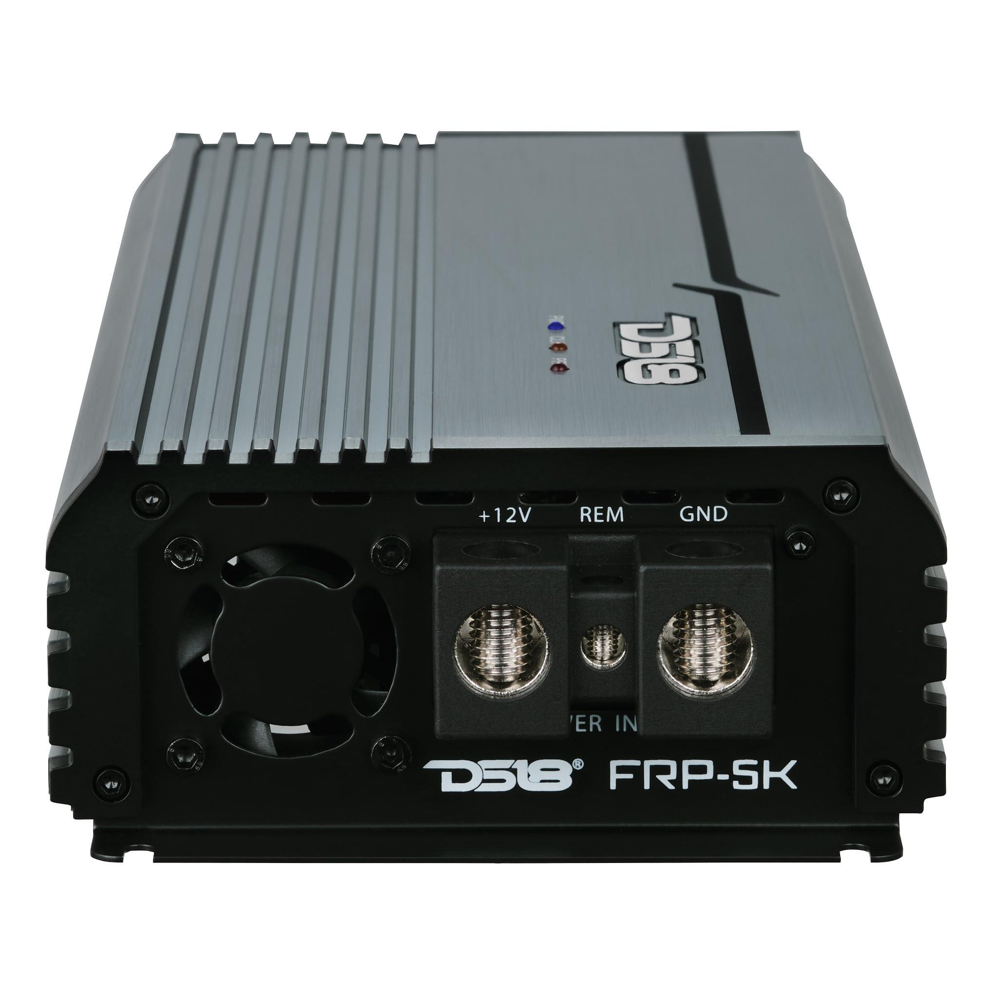DS18 DS18 FRP FRP-5K/TI 1-Channel Amplifier 5000 Watts RMS @ 1-Ohm, Certified Dyno, Compact Full-Range Class D, Monoblock Amplifier, Exceptional Efficiency, Remote Level Control Knob, Titanium (Renewed)