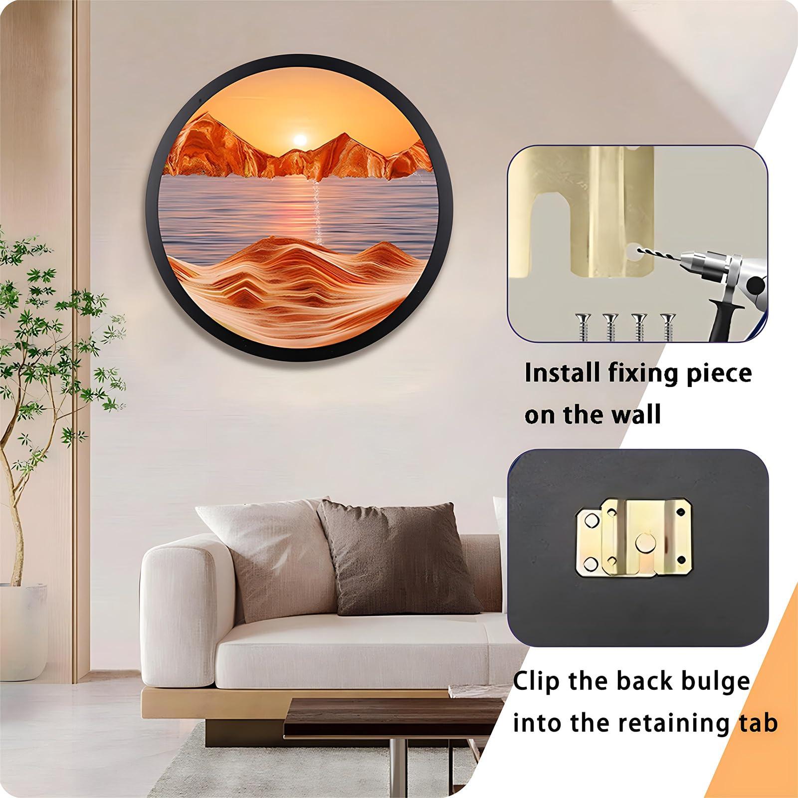 JYBBGO JYBBGO Sand Art, Sand Art Liquid Motion, 360 Rotate Wall Mounted Moving Sand Art Picture Relaxing Mood Peaceful Piece Home Office Work Decor (23.6\'\', orange2)