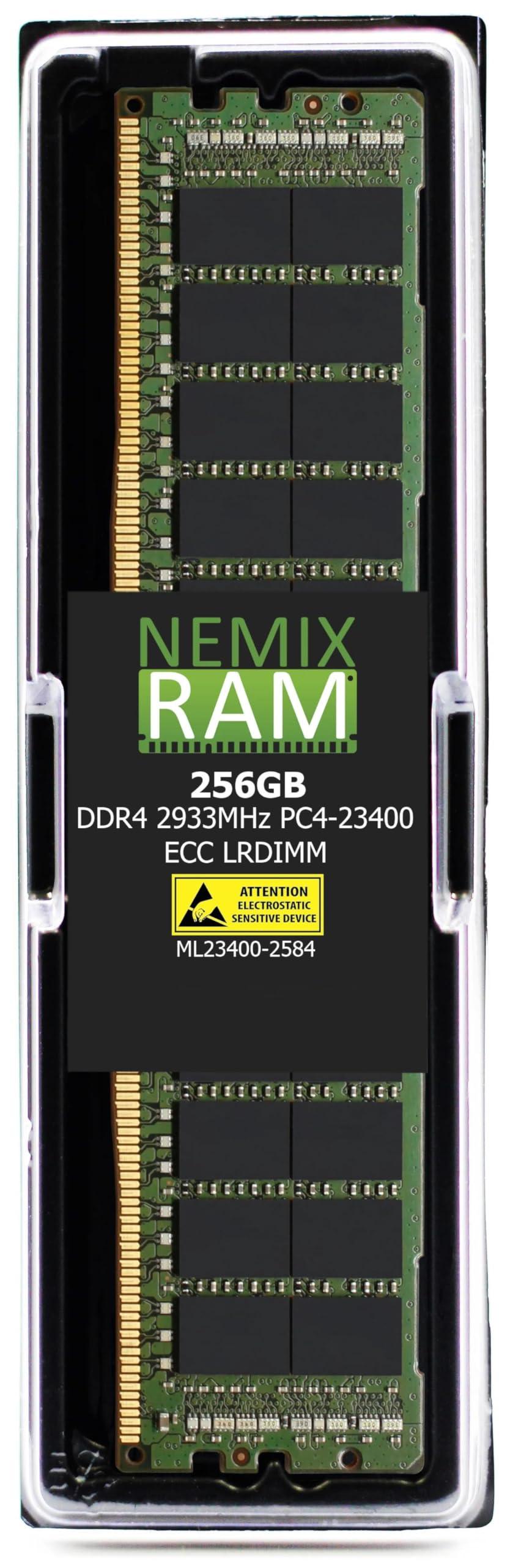 NEMIX RAM NEMIX RAM 256GB (1X256GB) DDR4 2933MHZ PC4-23400 8Rx4 1.2V CL21 288-PIN ECC LRDIMM Load Reduce Server Memory Compatible with Dell PowerEdge R740 Rack Server