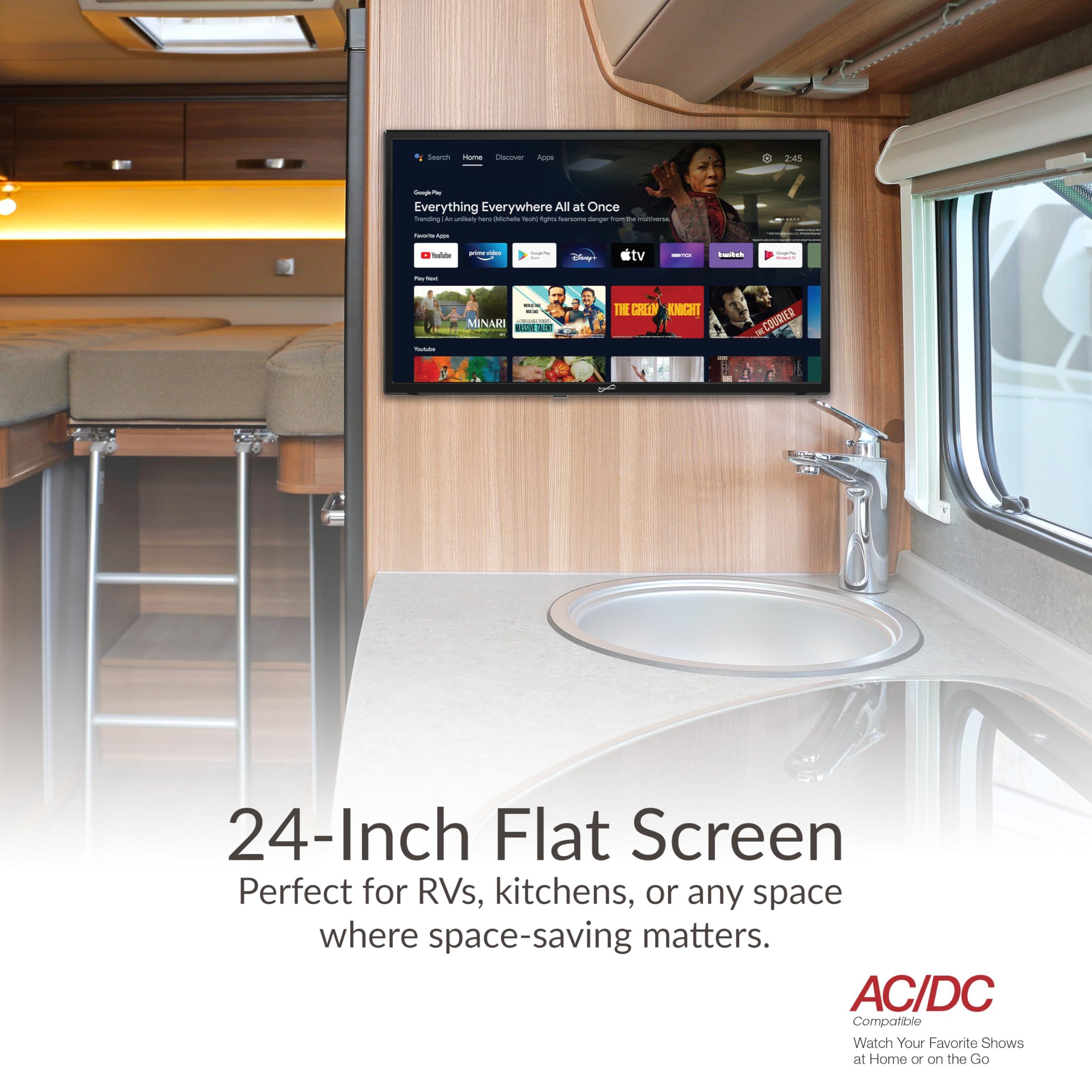 Supersonic Supersonic SC-2450GTV-A 24-inch DLED Smart HDTV with Google Assistant, ATSC & NTSC System, HDMI USB Input, WiFi, 1080p Resolution, 16.7M Colors,60Hz Refresh Rate, Bluetooth, AC/DC Compatible