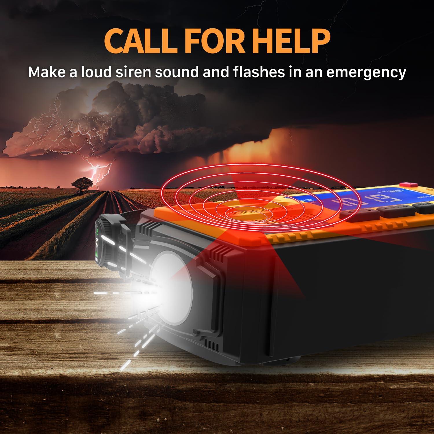 FosPower FosPower Emergency Weather Radio (Model D8) NOAA/AM/FM with 37000mWh Portable Power Bank, USB/Solar/Hand Crank Charging, SOS Alarm & Flashlight for Indoor/Outdoor Emergency