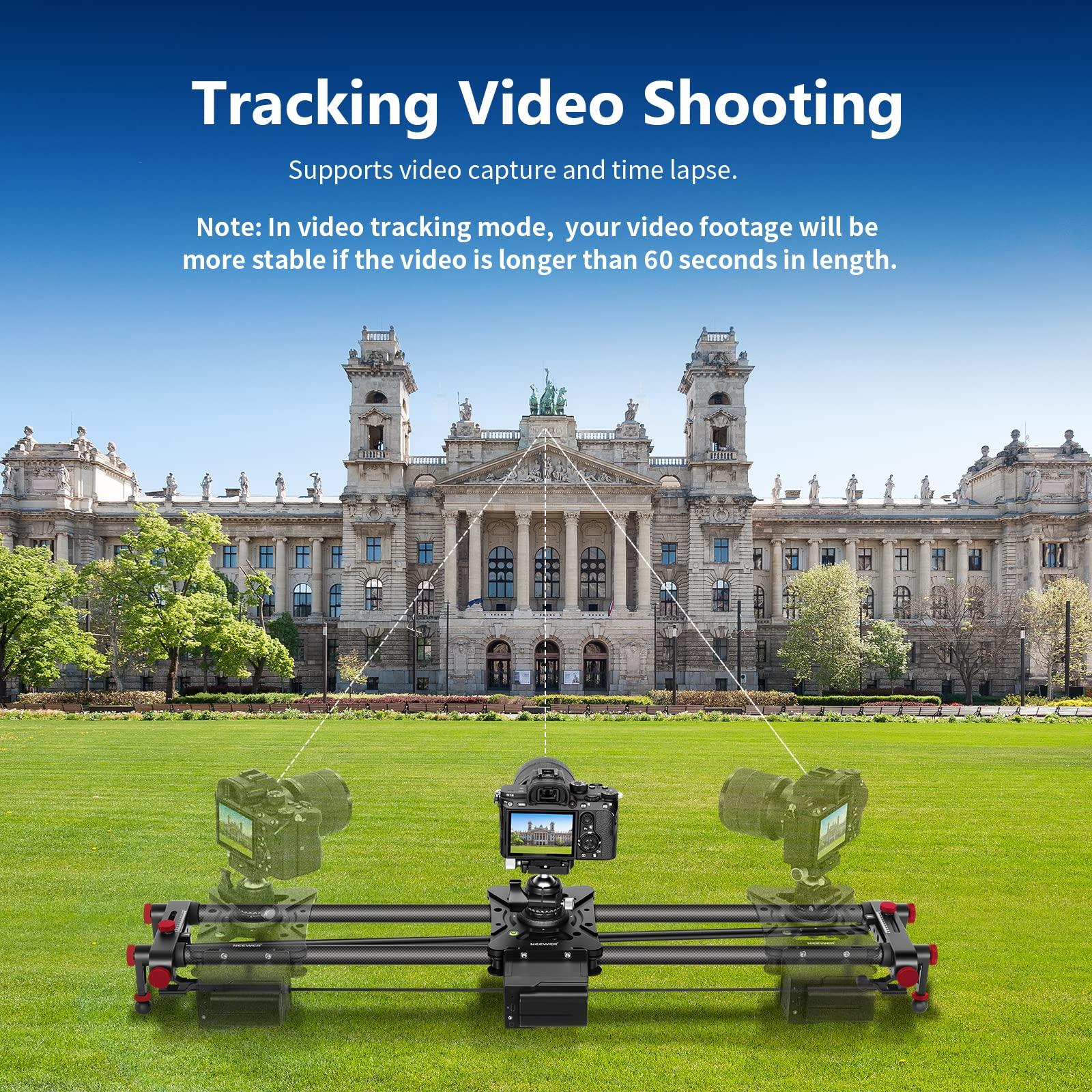 NEEWER NEEWER 39.4/100cm Motorized Camera Slider, App Wireless Control Carbon Fiber Dolly Rail Slider, Support Video Mode, Time Lapse Photography, Horizontal, Tracking and 120 Panoramic Shooting (ER1-100)