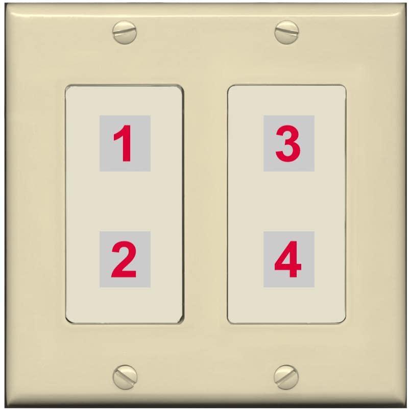 RiteAV RiteAV Custom 4 Port Custom Wall Plate - 2 Gang [Ivory/Light-Almond]