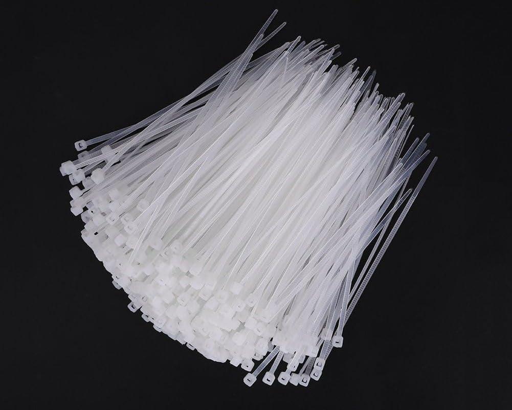 PLWCAMI White Zip Ties 8 Inch (1000 pack) Heavy Duty Self Locking clear Zipties Tensile Strength 40 Pound Clear Industrial 8\" Cable Ties Wraps for Home Office Garden Fence Garage indoor outdoor