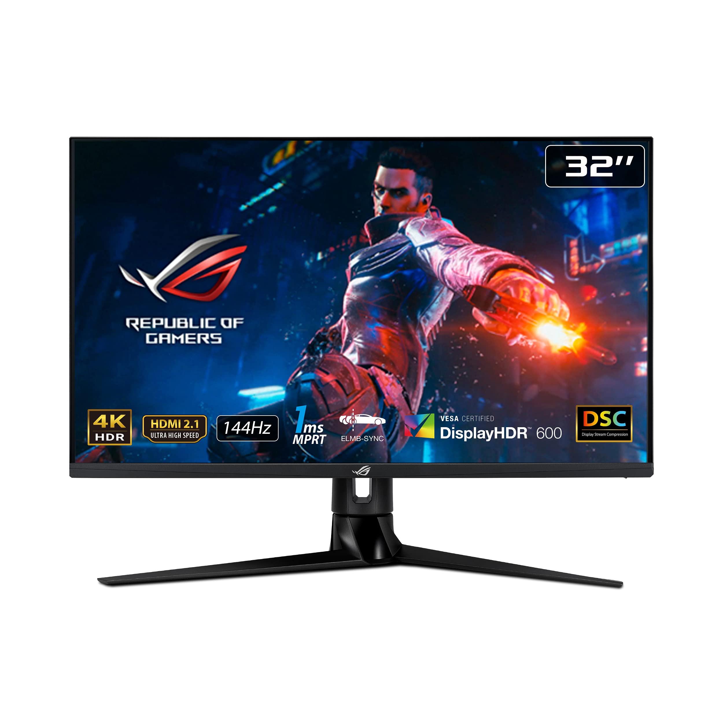 ASUS ASUS ROG Swift PG32UQ 32” 4K HDR 144Hz DSC HDMI 2.1 Gaming Monitor, UHD (3840 x 2160), IPS, 1ms, G-SYNC Compatible, Extreme Low Motion Blur Sync, Eye Care, DisplayPort, USB, DisplayHDR 600