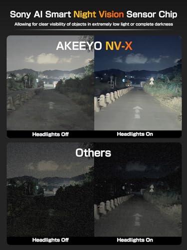 AKEEYO Super Night Vision Rear View Mirror Camera with F1.0 Aperture LensAI Vision RadarBSD HDR/WDRTouch Screen Smart Mirror Dash Cam, Free 32GB Card & GPS,12\" Backup Camera AKEEYO NV-X