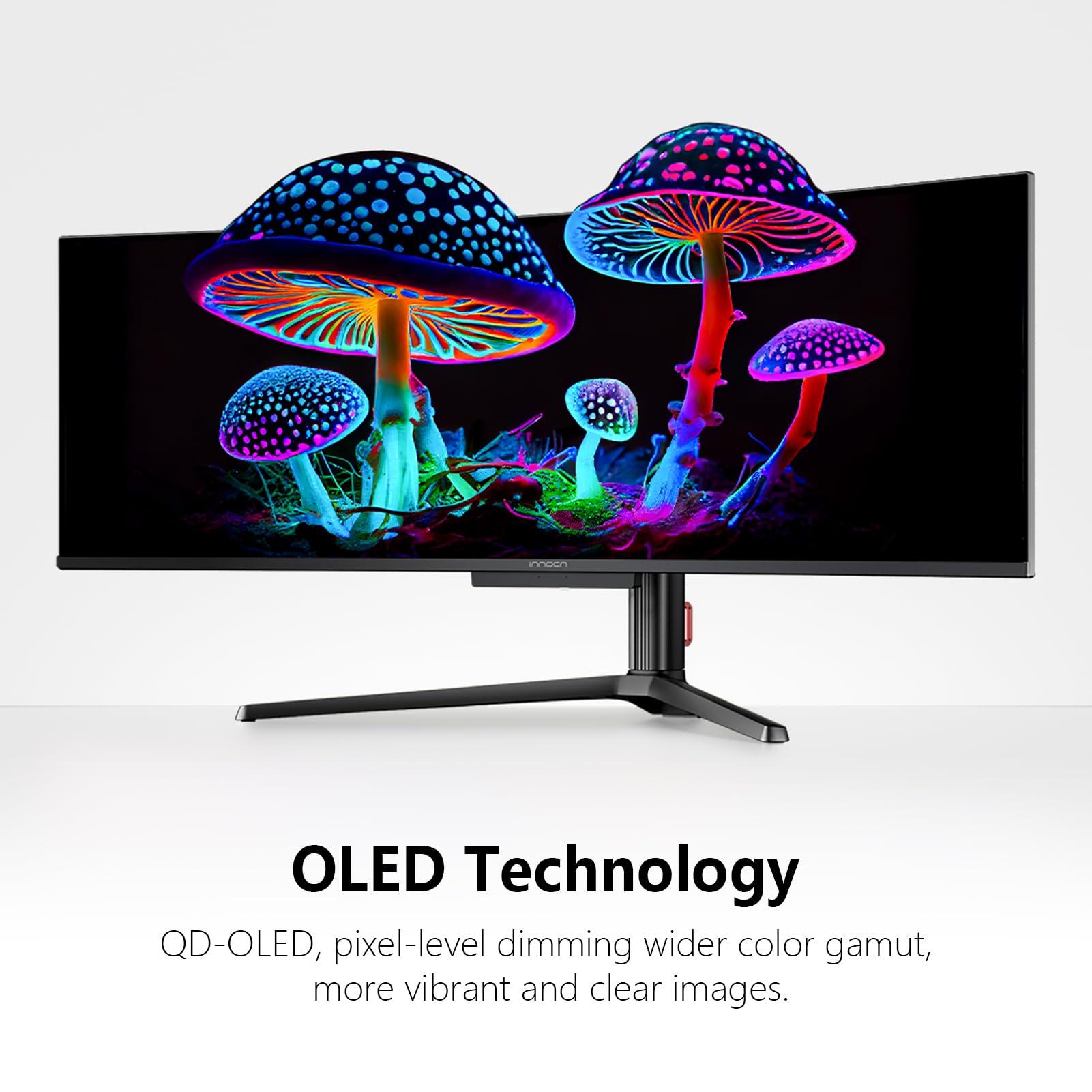 INNOCN INNOCN 49\" 49Q1S OLED Curved Gaming Monitor 5120 x 1440p 240Hz, 0.03ms, USB Type C 90W, HDMI 2.1, DisplayPort, USB Hub, Surrounding Speakers, Adaptive-Sync, Height Adjustable Stand, Black
