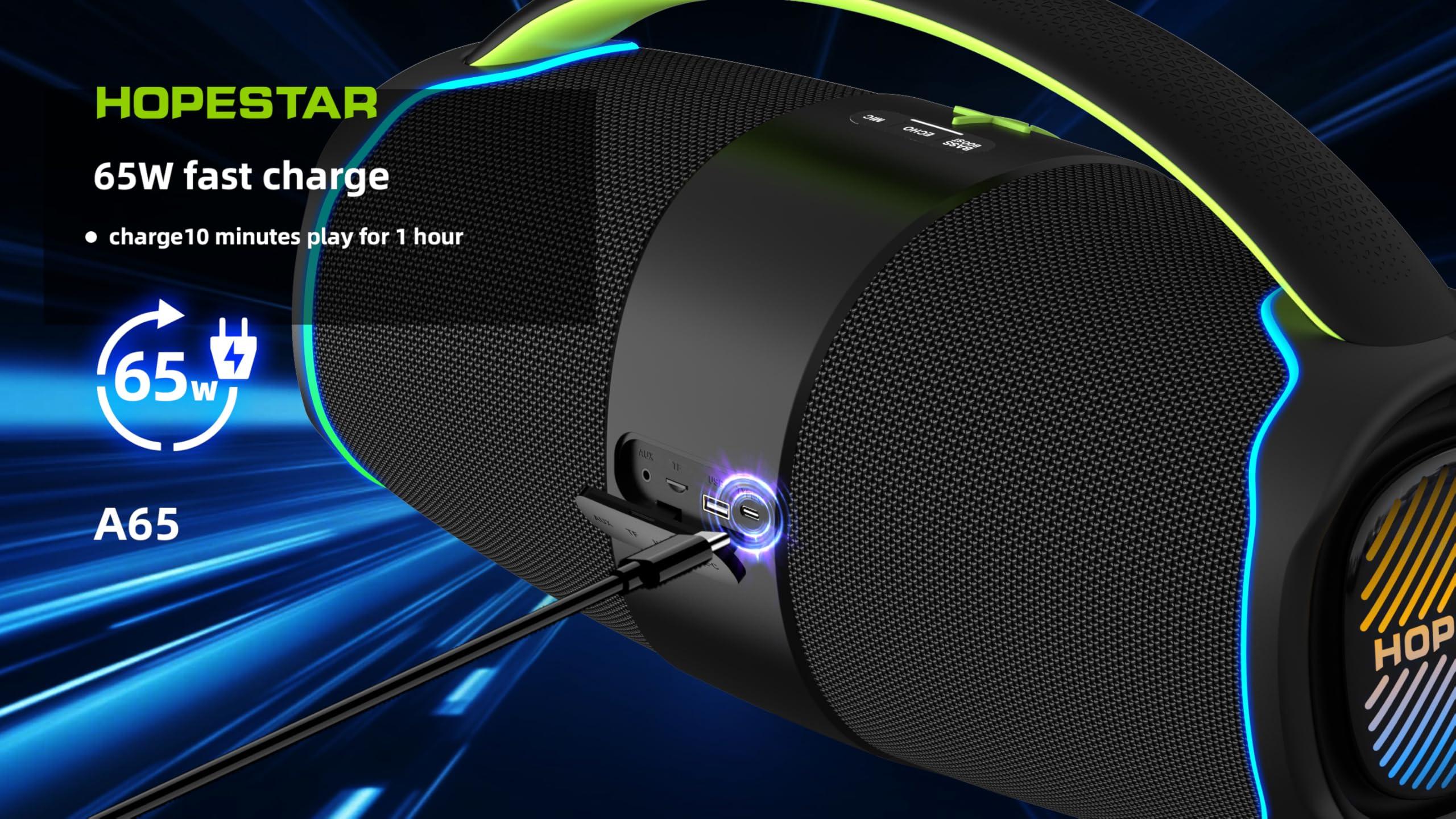 WorryFree Gadgets WorryFree Gadgets 300W Portable Speaker Wireless Bluetooth Audio Big Bass with Handle, Microphone, Hopestar Series (Blue)