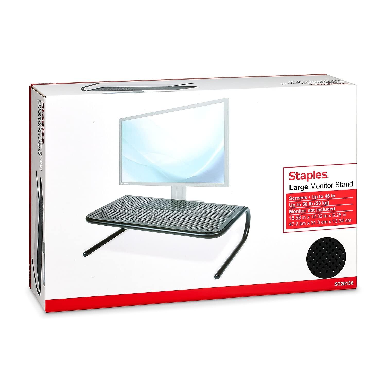 STAPLES STAPLES Large Monitor Riser, for up to 46-inch Monitor, Black, 2/Pack (ST20136-CCVS)