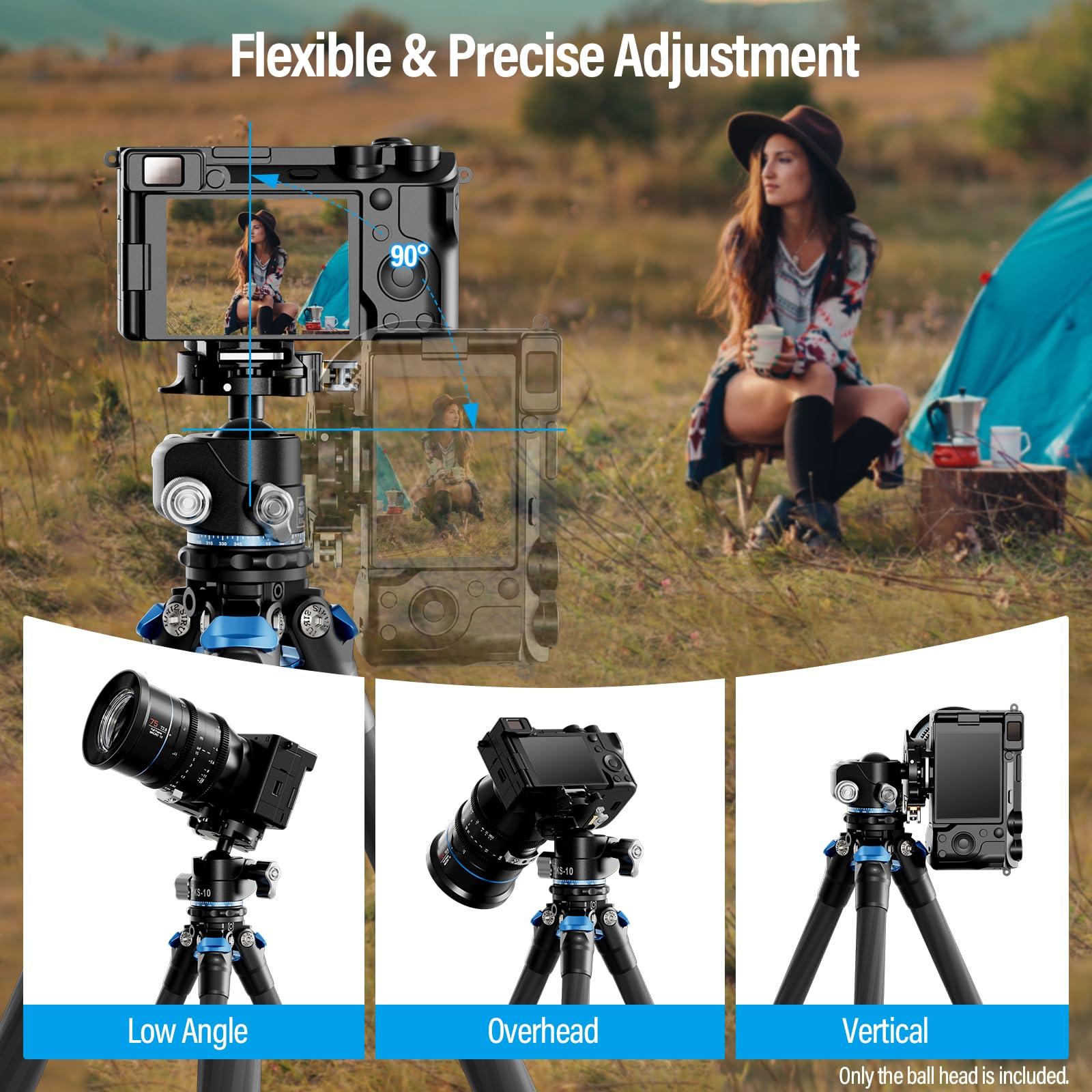 Sirui SIRUI Ball Head for Tripod, 29mm Low Profile Ball Head KS-10, 360 Panoramic Aluminium Alloy Tripod Head for DSLR Camera, Camcorder, Ball Head for Tripod, Monopod, Camera Slider, Max Load 15KG