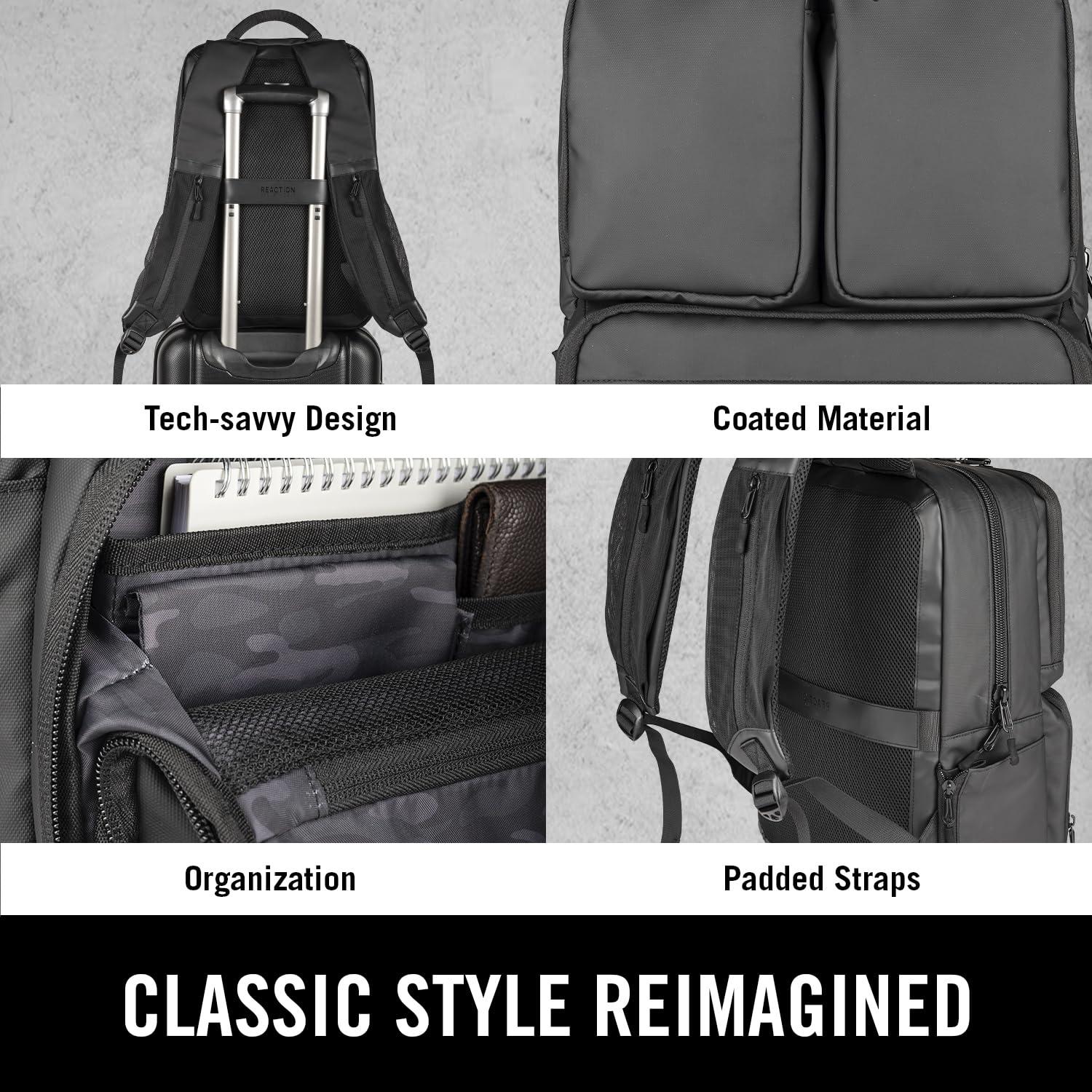 Kenneth Cole REACTION Kenneth Cole REACTION Ryder 17-Inch Coated Polyester Travel, Black, Laptop Backpack
