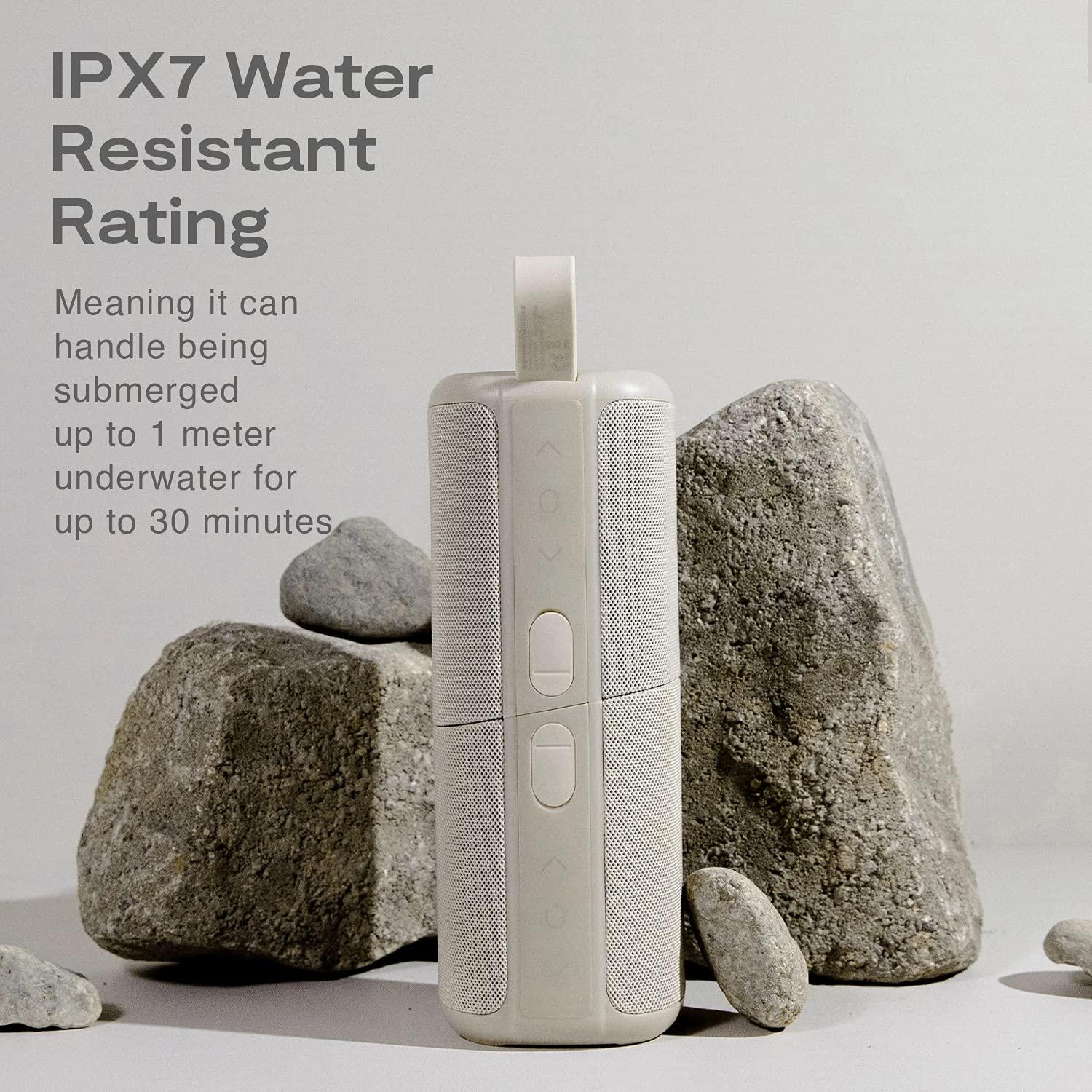 KOVE KOVE Commuter 2 Portable Speaker - Stone Bluetooth Speakers, Wireless with HD Louder Volume, Deep Bass Subwoofer, Microphone, IPX7 Water Resistant - Perfect Boom Box for Home, Outdoor or Travel