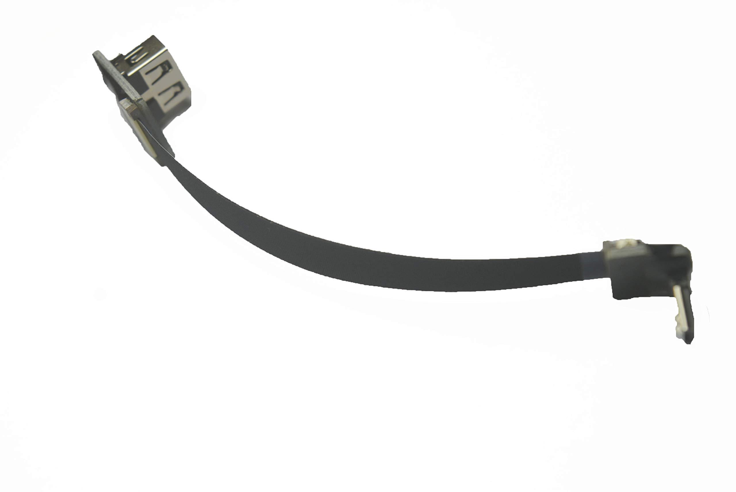 Permanent Short Flat Slim Thin Cable Micro USB 90 Degree Male Angle to Standard USB A Female 90 Degree up Angled Receptacle for sync and Charging Black (5CM, 1.95"-Micro Male-Standard Female)