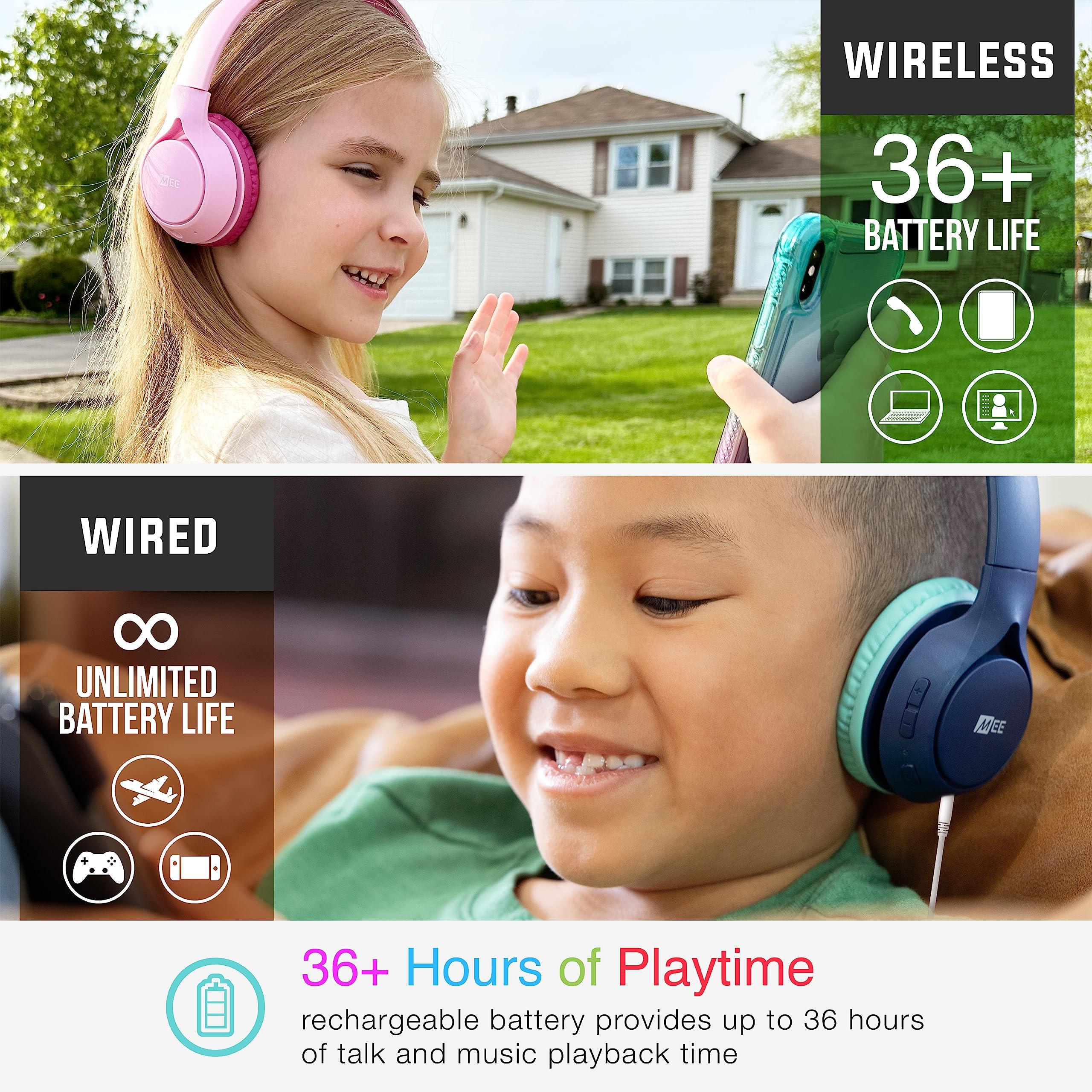 MEE audio MEE audio KidJamz KJ45BT Children's Safe Listening Bluetooth Wireless Headphones with Volume Limiter & Microphone, Adjustable On-Ear Kids Headset for Online Learning/School/Travel/Tablet (Blue/Teal)