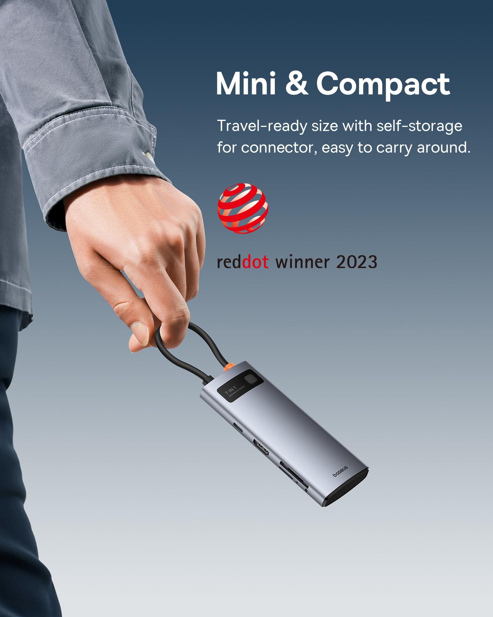 Baseus Baseus USB C to HDMI Adapter, 4K@60Hz USB C Docking Station, 7 in 1 USB C Hub with 3 USB-A, PD 100W, TF/SD Card Reader, Compatible for iPhone 15/Mac/Dell/Acer/HP/ASUS/Steam Deck/Rog Ally