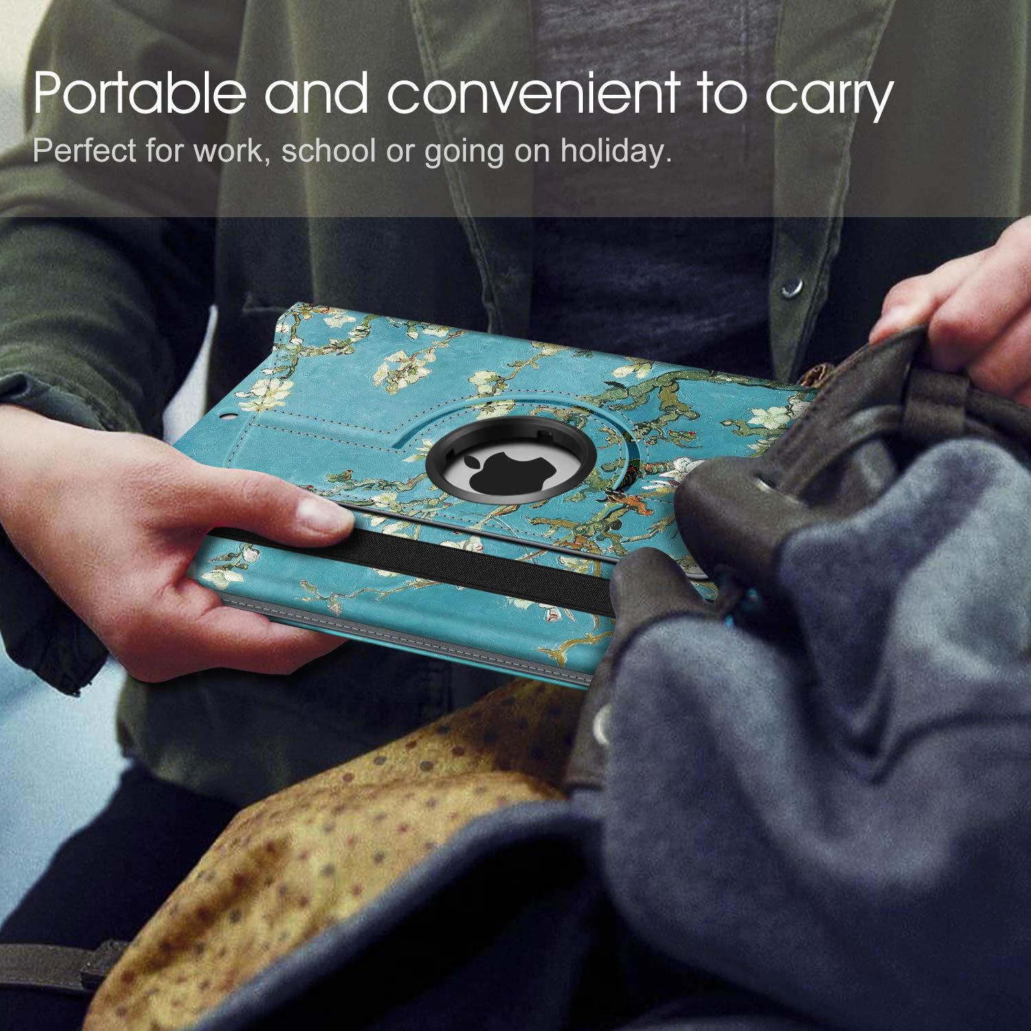 Fintie Fintie Rotating Case for iPad Air (3rd Gen) 10.5\" 2019 / iPad Pro 10.5\" 2017 with Built-in Pencil Holder - 360 Degree Rotating Stand Protective Cover, Auto Sleep/Wake (Blossom)