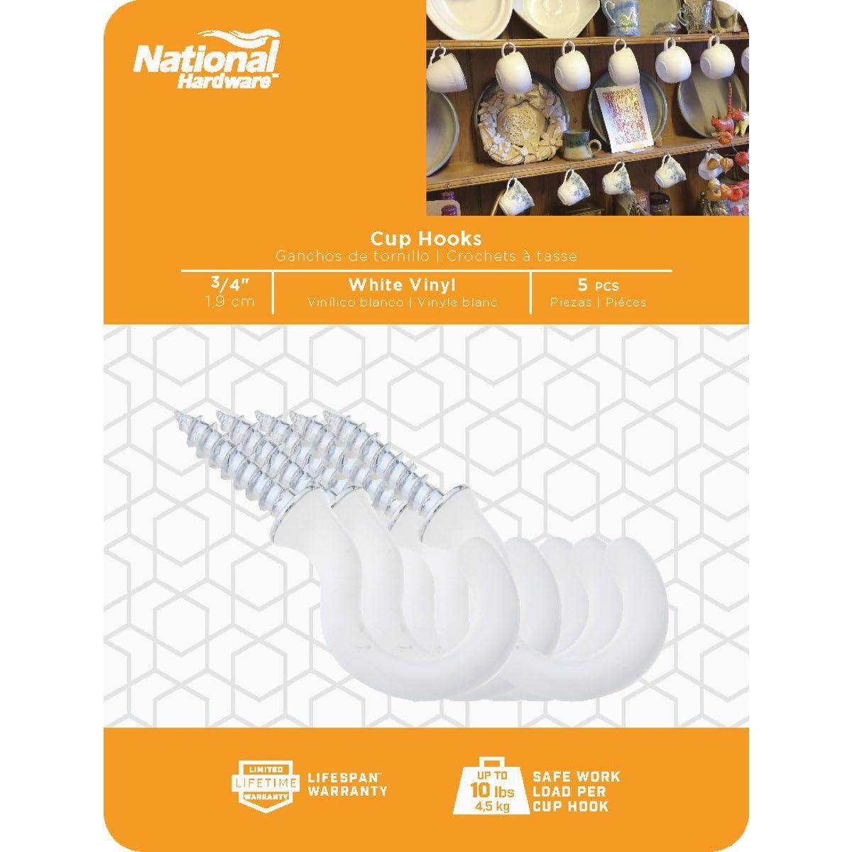 National Hardware Cup Hook Wht Vnl 3/4