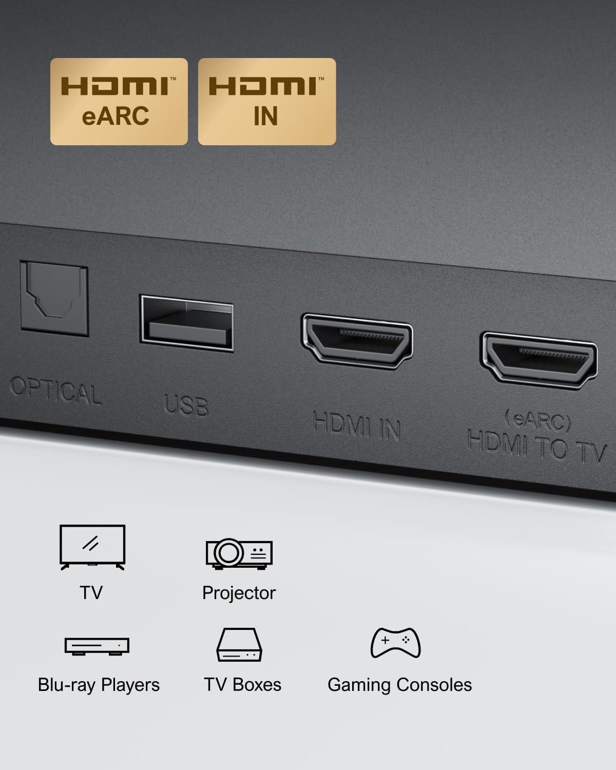 ULTIMEA ULTIMEA 7.1Ch Soundbar with Dolby Atmos, APP Control, Surround Sound System for TV, 4 Wired Surround Speakers, Sound Bar for TV with 6.5" Wireless Subwoofer, Soundbar for TV, Poseidon D80 Upgraded