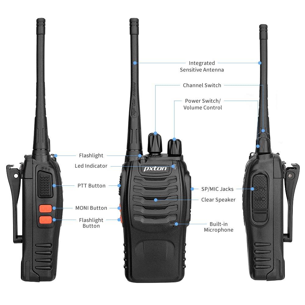 pxton pxton walkie talkies for Adults Long Range with Upgraded Earpiece,radios walkie talkies Rechargeable Portable Two Way Radios with 6 Way Multi Gang Charger and Li-ion Battery12 Pack