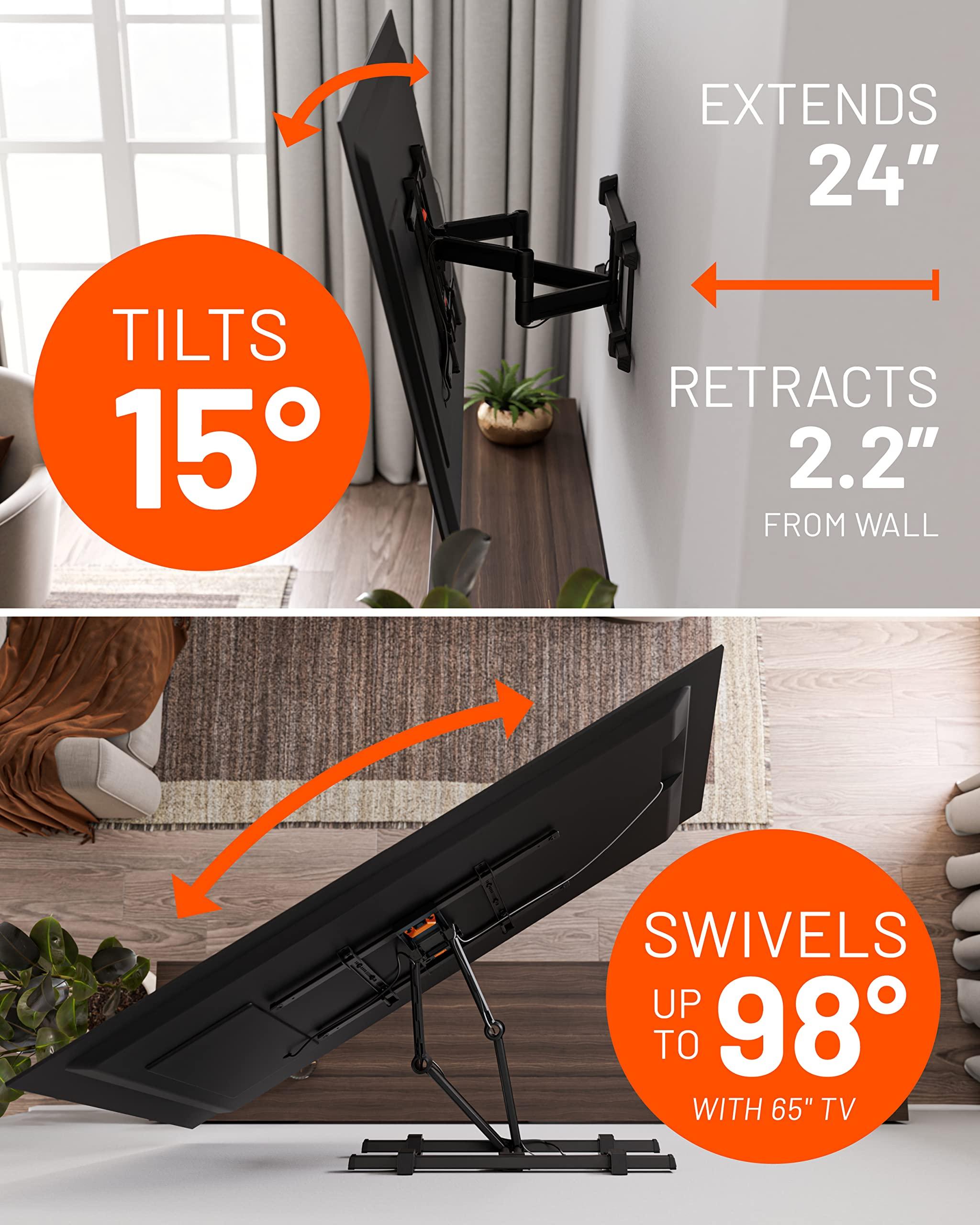 ECHOGEAR ECHOGEAR XL Full Motion TV Mount w/Handles & in Wall TV Cord Hider for Low Voltage Cables