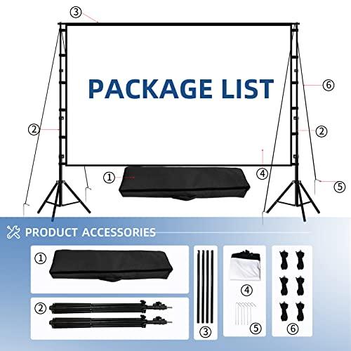 TOWOND Projector Screen and Stand,Towond 120 inch Outdoor Projection Screen, Portable 16:9 4K HD Rear Front Movie Screen with Carry Bag Wrinkle-Free Design for Home Theater Backyard Cinema