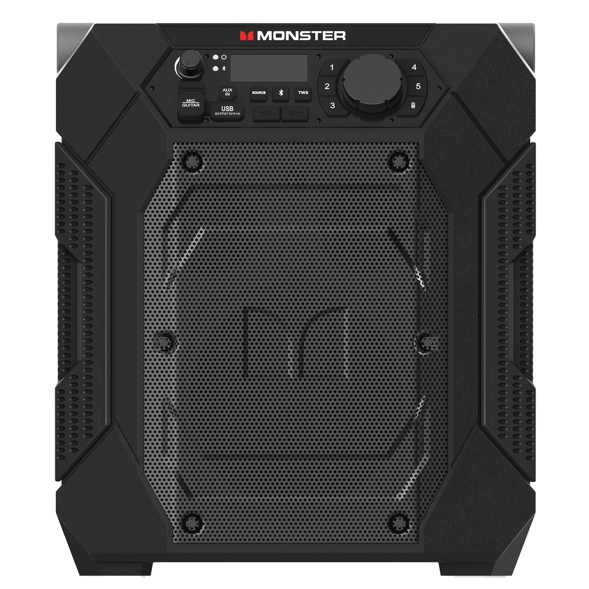 Monster Monster Rocker 270 Sport | Portable Indoor/Outdoor Wireless Speaker, 60 Watts, Up to 24 Hours Playtime, IPX4 Water Resistant, Connect to Another TWS Speaker