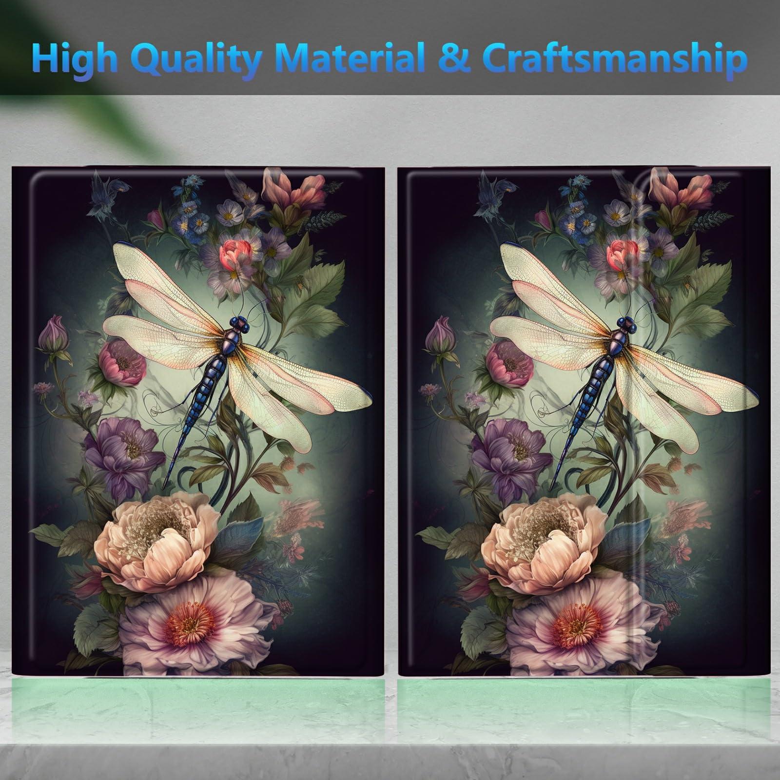 BREIDMKFM BREIDMKFM Keyboard Case for Samsung Galaxy Tab A8 10.5 Inch SM-X200/X205/X207, Galaxy Tab A8 2022 Smart Tablet Cover with Detachable Wireless Bluetooth Keyboard, Dragonfly Peony