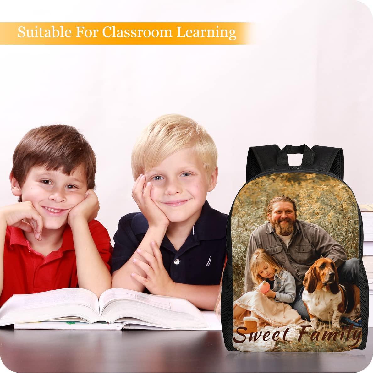 Boneker Boneker Custom Backpack Personalized Backpack with 1-9 Photo Customize Your Image Text Name Logo Waterproof Laptop Bag (1 Photo)