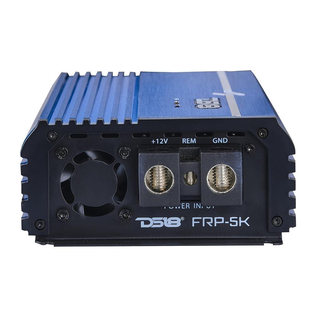 DS18 DS18 FRP FRP-5K/BL 1-Channel Amplifier 5000 Watts RMS @ 1-Ohm, Certified Dyno, Compact Full-Range Class D, Monoblock Amplifier, Exceptional Efficiency, Remote Level Control Knob, Blue