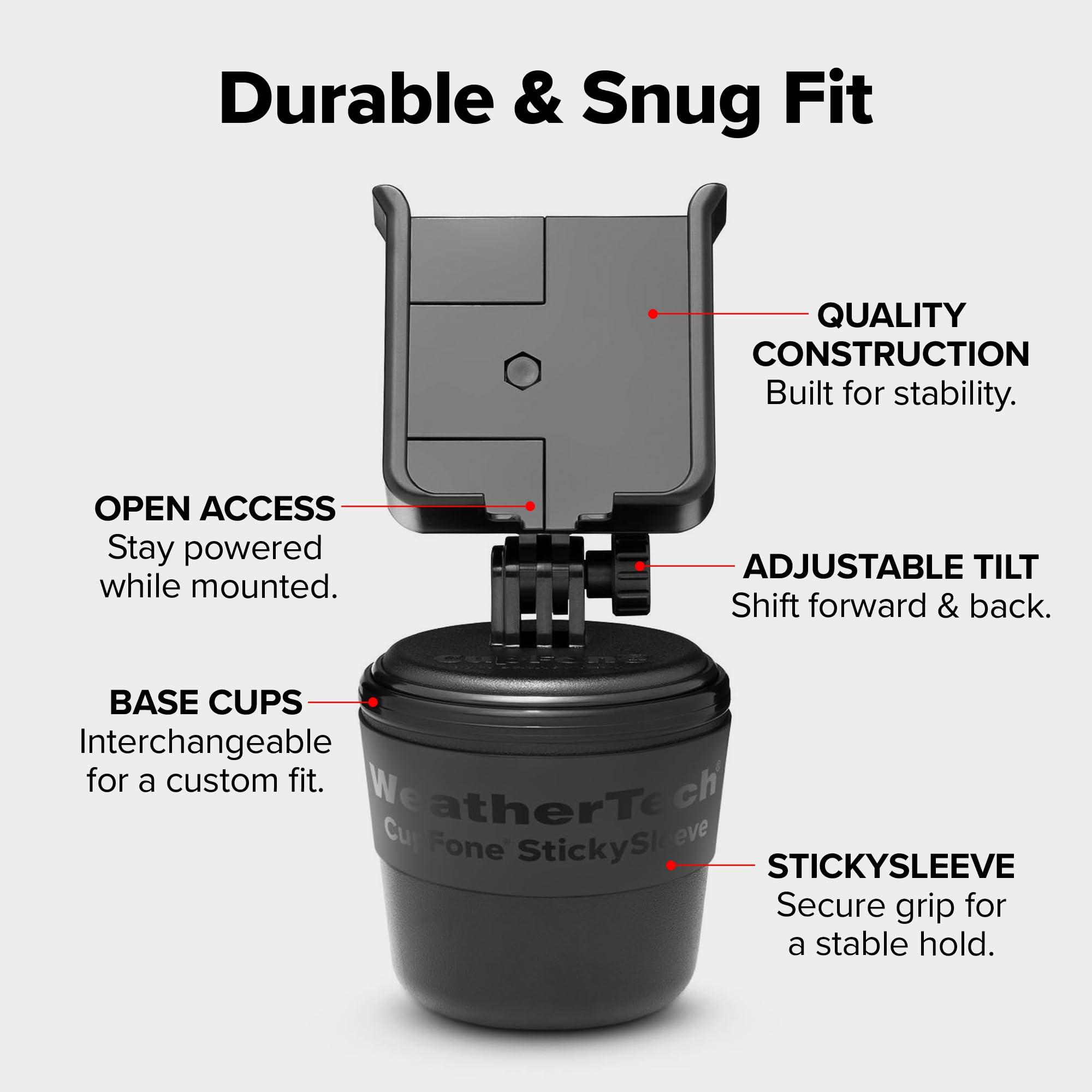 WeatherTech WeatherTech CupFone Adjustable, Universal Cup Holder Phone Mount Accessory for Car Compatible with iPhone & Other Smartphones Open Access Design for Cell Phone Charging