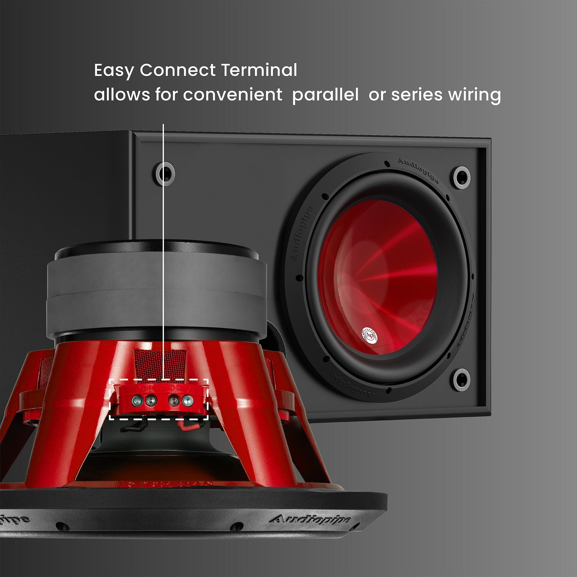 Audiopipe Audiopipe 12" Eye Candy Aluminum Cone Subwoofer (TXX-APD-12RD), Superior Performance, 1600 Watts, 120 Oz Magnet, BASV Voice Coil, Aluminum Basket, Sleek Candy Red, Multi-Connect Terminals