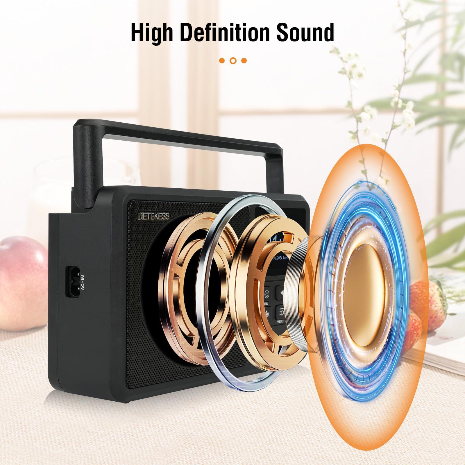 Retekess Retekess TR640 Portable Radio,Internet Radio,Bluetooth Receiver,Thousands of Global Radio Stations,Station Presets and Alarm Clock