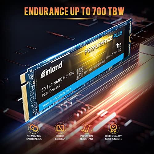 INLAND INLAND 1TB Performance Plus NVMe Internal Gaming SSD Solid State Drive Optimized for PS5 - Gen4 PCIe, M.2 2280, DRAM Cache, TLC 3D NAND Flash, Up to 7000MB/s