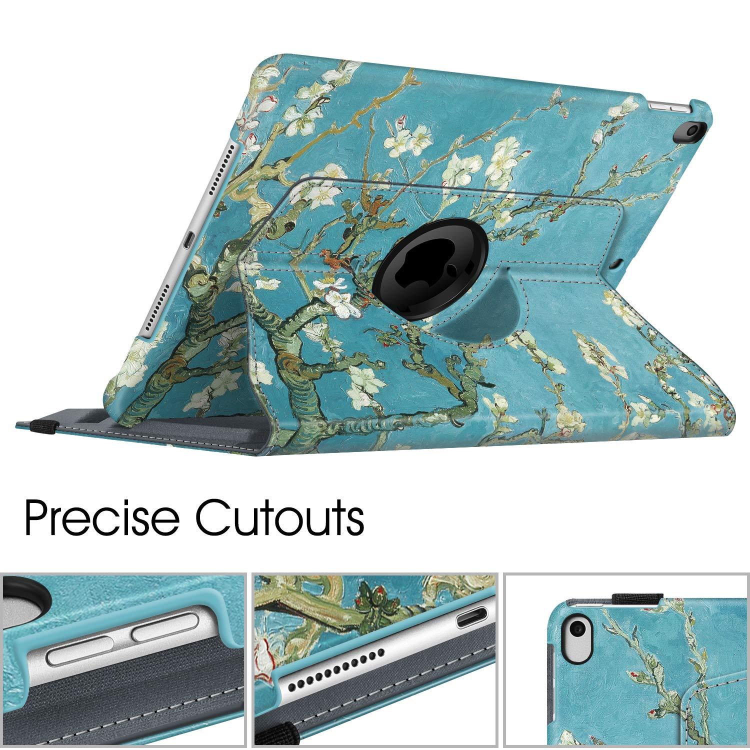 Fintie Fintie Rotating Case for iPad Air (3rd Gen) 10.5\" 2019 / iPad Pro 10.5\" 2017 with Built-in Pencil Holder - 360 Degree Rotating Stand Protective Cover, Auto Sleep/Wake (Blossom)