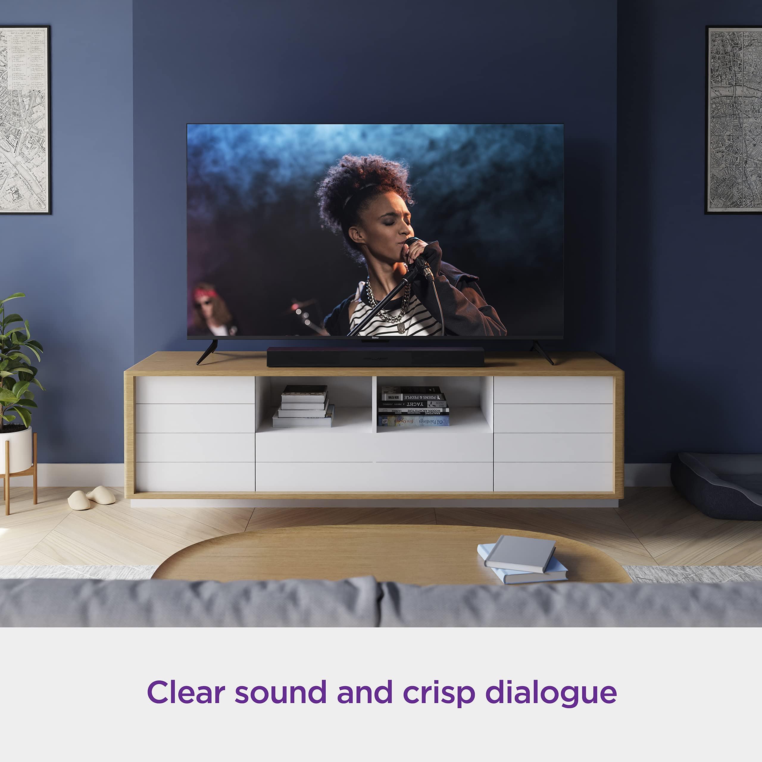 Roku Roku TV Wireless Soundbar, Soundbar Exclusively for RokuTV with Enhanced Stereo Sound, Clear Dialogue, and Simple Wireless Setup