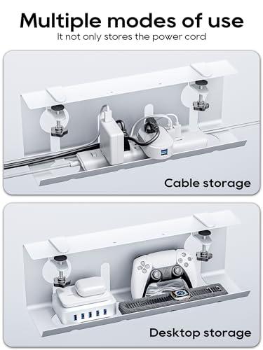 NODOCA NODOCA No Drill Under Desk Cable Management Tray, 17\'\' Wire Management, Punch-Free Clamp on, Newest Metal Cable Tray, Wire Organizer Under Desk, Under Desk Basket for Office and Home, White(2 Packs)