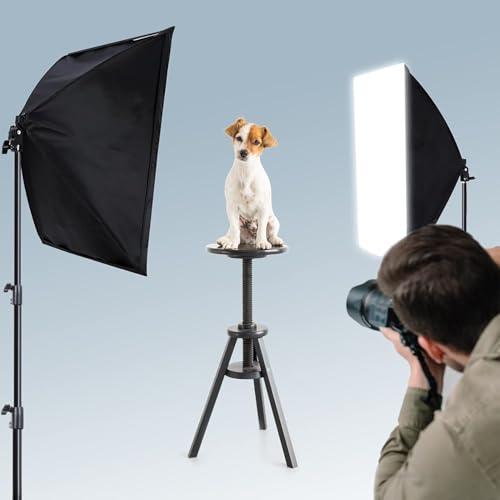 AQIRUI Aqirui Softbox Lighting Kit Photography Studio Light with 2 x 85W 5500K E27 Bulbs 2 x 20"x 28" Reflector Photo Equipment for YouTube Filming Product Portraits and Video