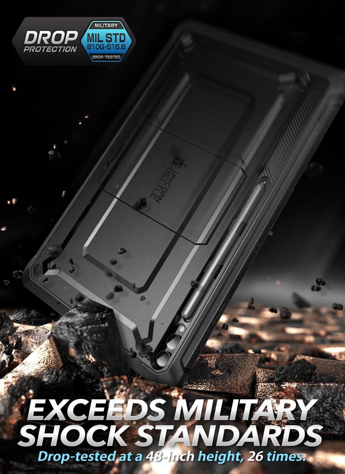 SUPCASE SUPCASE for Samsung Galaxy Tab S10 Ultra Case with Stand (Unicorn Beetle Pro), [Built-in Screen Protector & S Pen Holder] Full-Body Heavy Duty Tablet Cover for Galaxy Tab S9 Ultra/S8 Ultra, Black