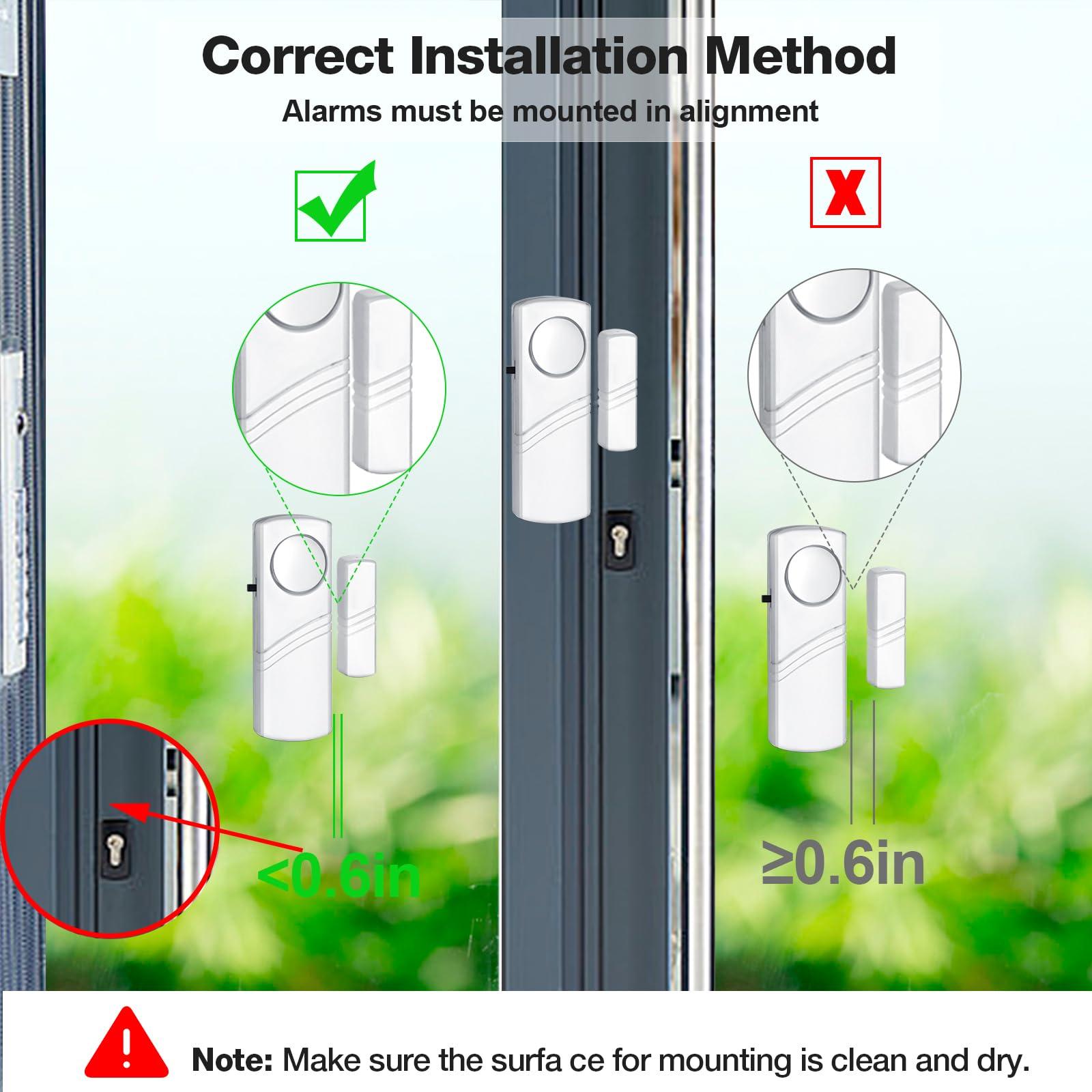 PLOJOP Security Door Window Alarm, 90DB Wireless Sensor Door Window Burglar Alarm, Door Alarms for Kids Safety, Easy Installation Doorbell Alarms for Office House Window Pool (16 Pack)