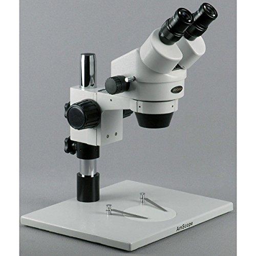 AmScope AmScope SM-1BY Professional Binocular Stereo Zoom Microscope, WH10x Eyepieces, 7x-90x Magnification, 0.7X-4.5X Zoom Objective, Ambient Lighting, Large Table Pillar Stand, Includes 2.0x Barlow Lens